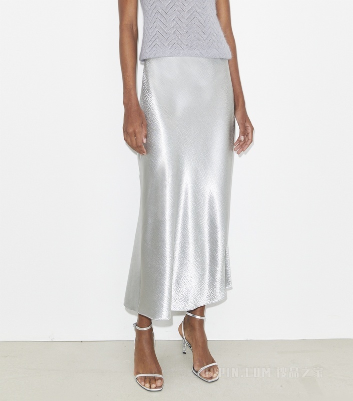 缎面半身裙 石英灰