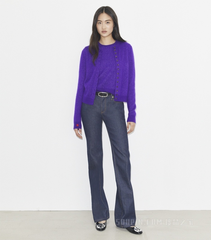 羊绒桑蚕丝开衫 温莎紫