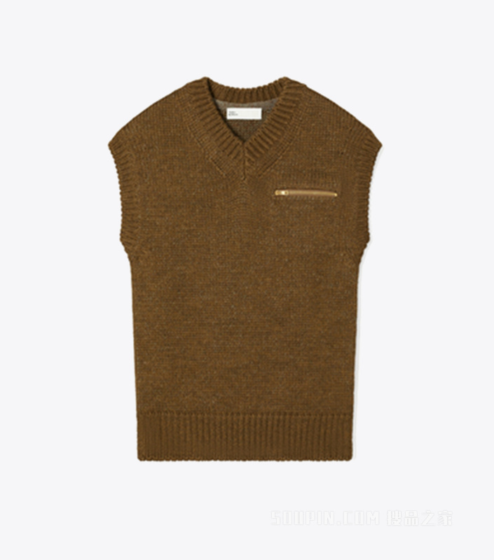 羊毛背心 棕色