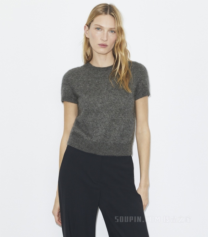 羊绒桑蚕丝 T 恤 雷云灰