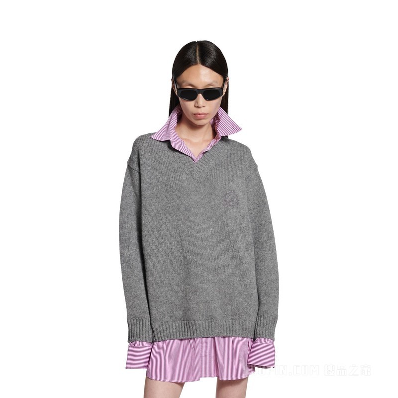 LAYERED SHIRT V领针织衫