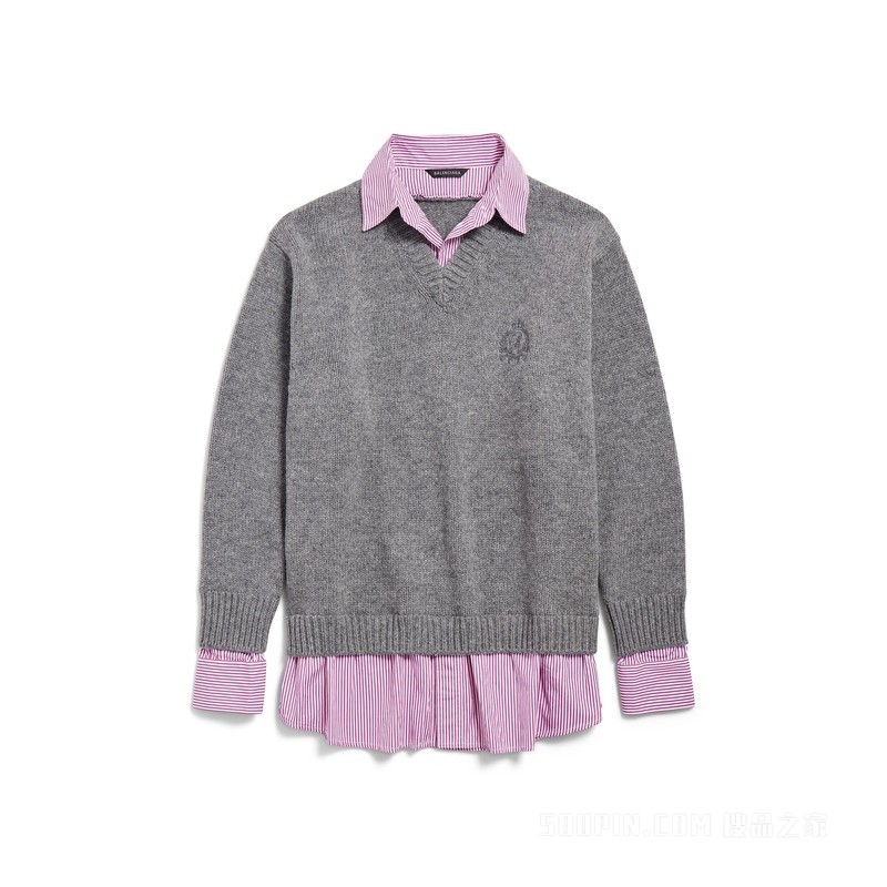 LAYERED SHIRT V领针织衫