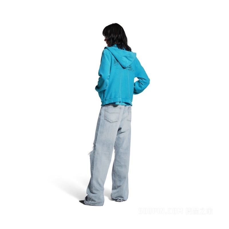 WASHED CRAYON POLITICAL HOODIE常规版型拉链连帽卫衣