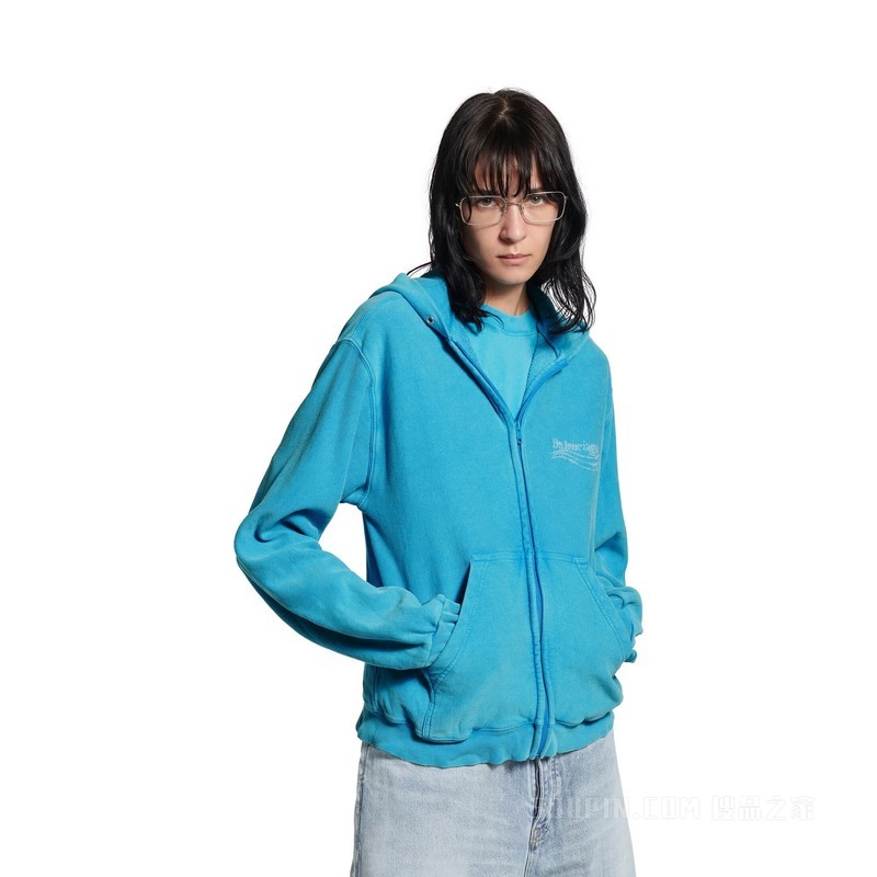 WASHED CRAYON POLITICAL HOODIE常规版型拉链连帽卫衣