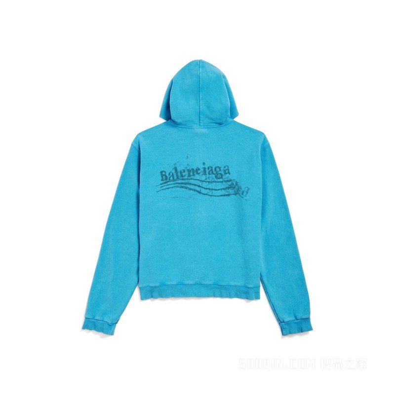 WASHED CRAYON POLITICAL HOODIE常规版型拉链连帽卫衣