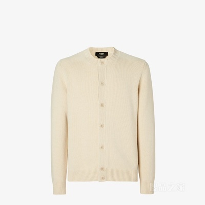 开衫 奶油色羊绒与羊毛混纺开衫