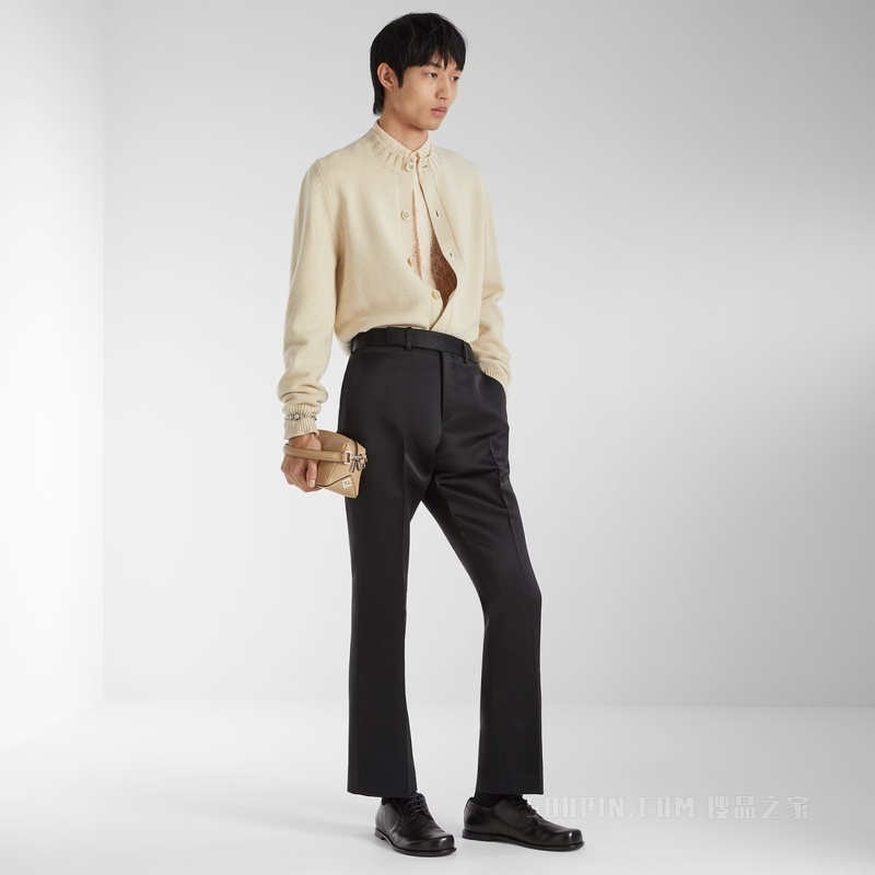 开衫 奶油色羊绒与羊毛混纺开衫