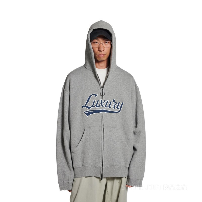 LUXURY SCRIPT HOODIE廓形拉链连帽卫衣