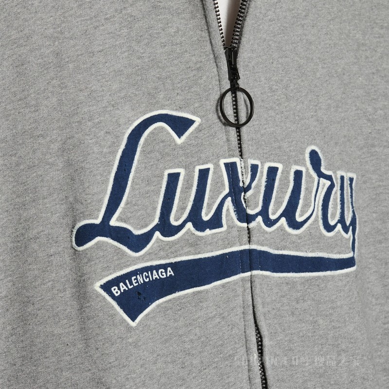 LUXURY SCRIPT HOODIE廓形拉链连帽卫衣