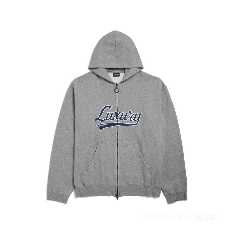 LUXURY SCRIPT HOODIE廓形拉链连帽卫衣