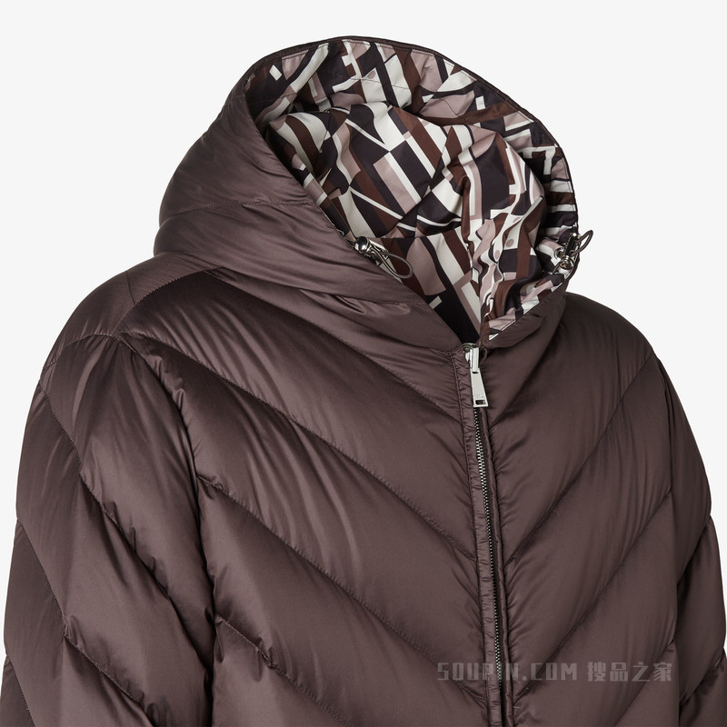 羽绒夹克 棕色两面穿尼龙羽绒夹克
