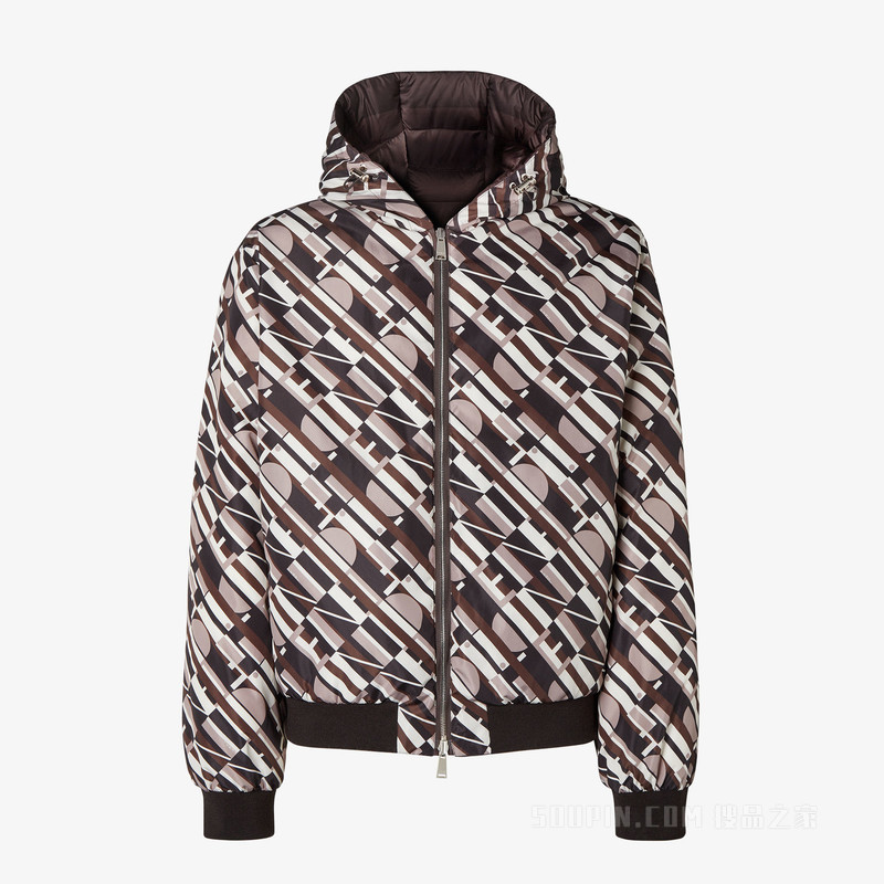 羽绒夹克 棕色两面穿尼龙羽绒夹克