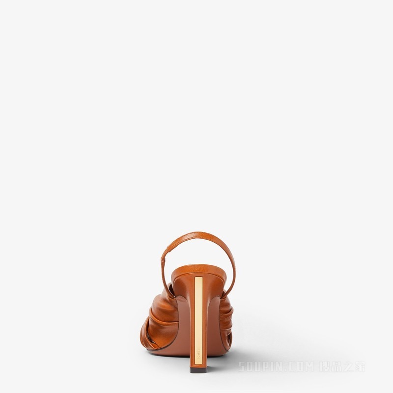 FENDI Arco 棕褐色纳帕皮革高跟露跟凉鞋