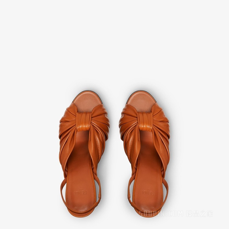 FENDI Arco 棕褐色纳帕皮革高跟露跟凉鞋