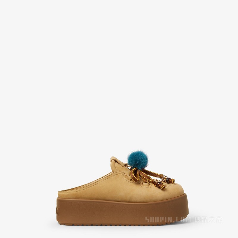 Apres Chic 浅棕色绒面皮革平底鞋