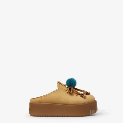 Apres Chic 浅棕色绒面皮革平底鞋