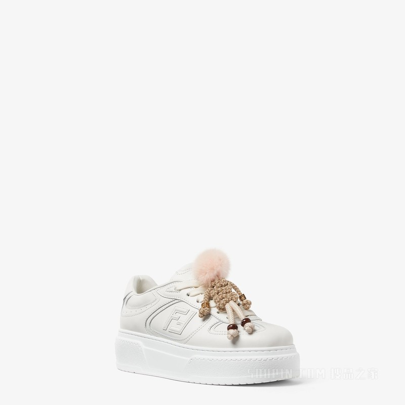 FENDI Match 白色皮革厚底低帮鞋
