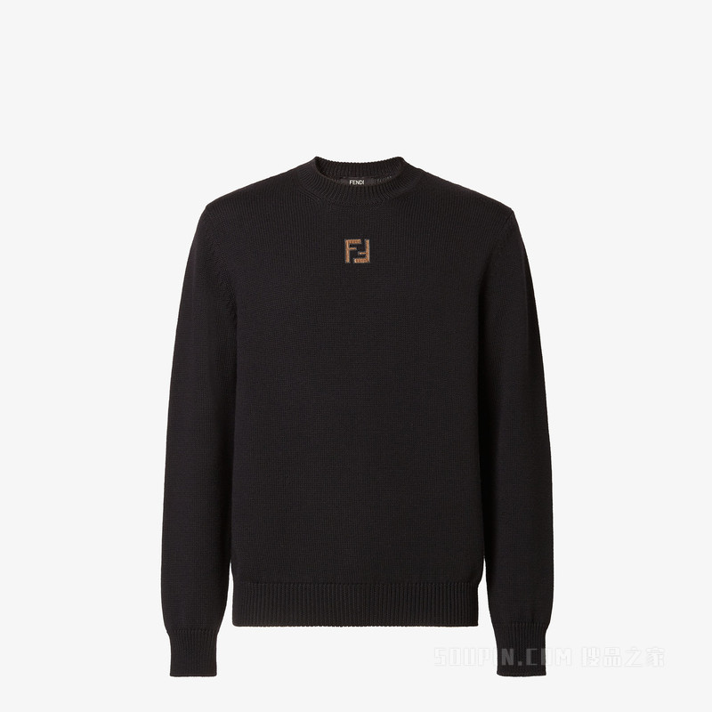 套头衫 黑色羊毛毛衣