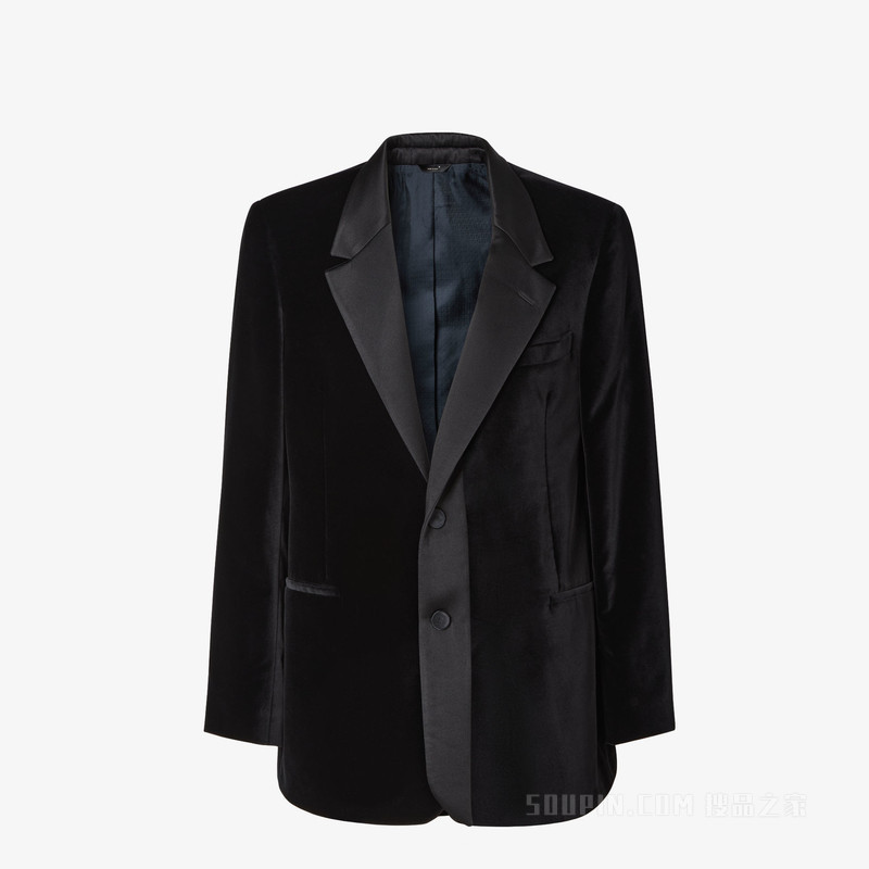夹克 黑色天鹅绒休闲西装