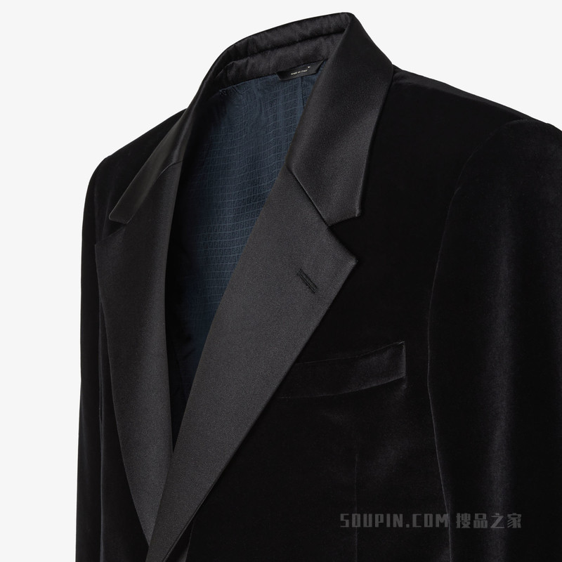 夹克 黑色天鹅绒休闲西装