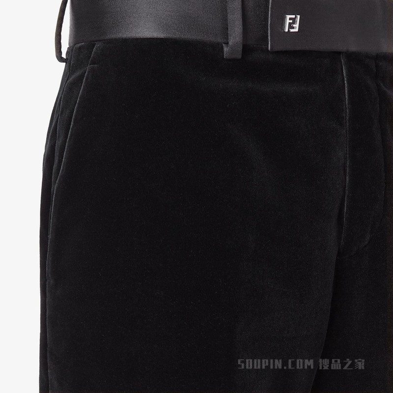 长裤 黑色天鹅绒长裤