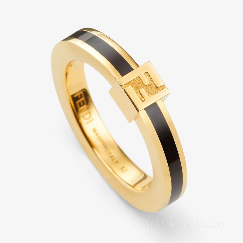 Forever FENDI戒指 金色和黑色金属戒指