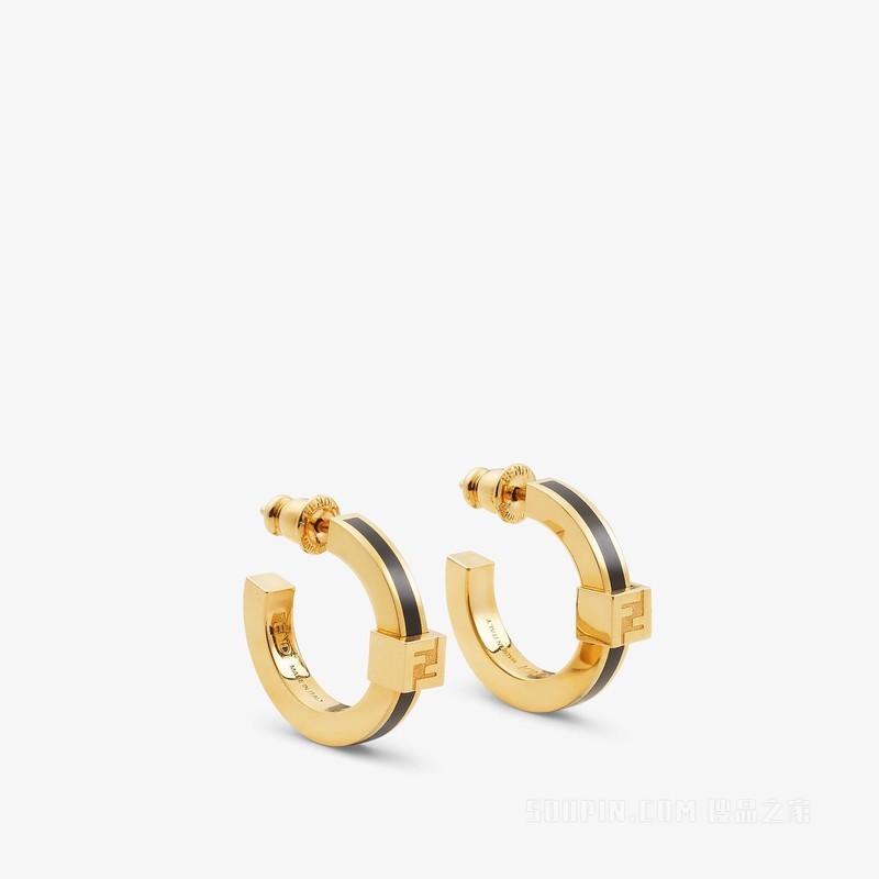 Forever FENDI耳环 金色和黑色金属耳环