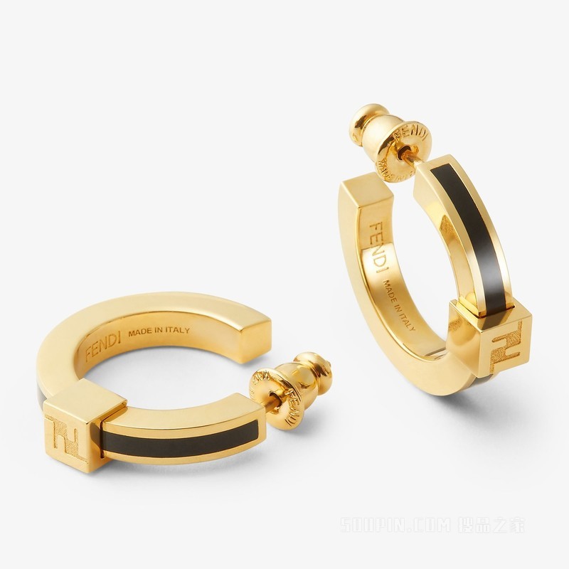 Forever FENDI耳环 金色和黑色金属耳环