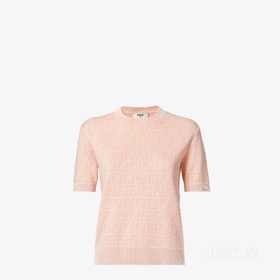 毛衣 粉红色FF羊毛和桑蚕丝毛衣