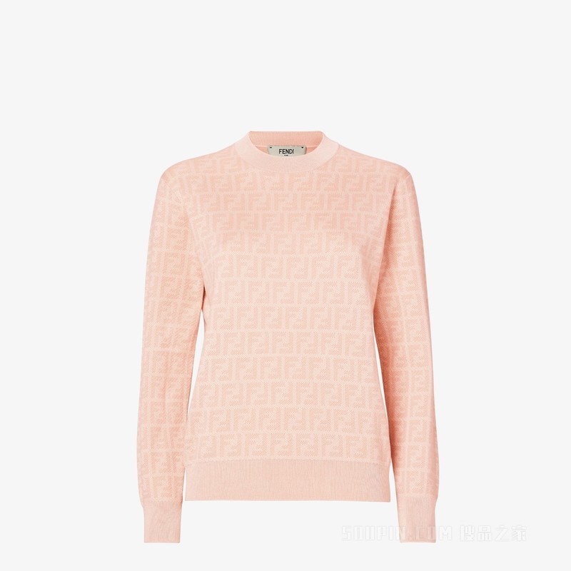 毛衣 粉红色FF羊毛和桑蚕丝毛衣