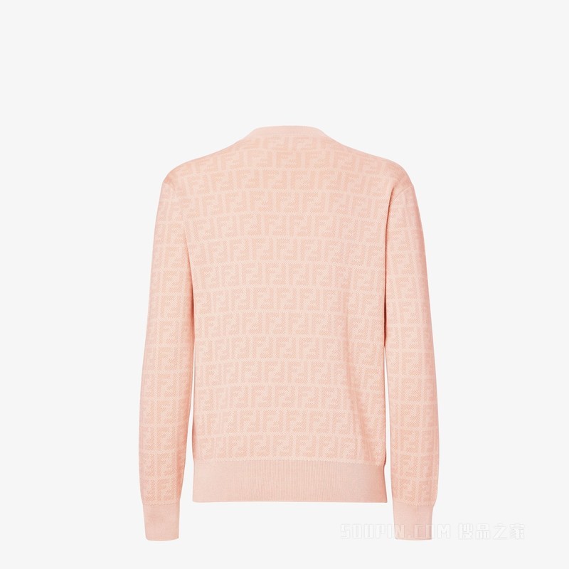 毛衣 粉红色FF羊毛和桑蚕丝毛衣