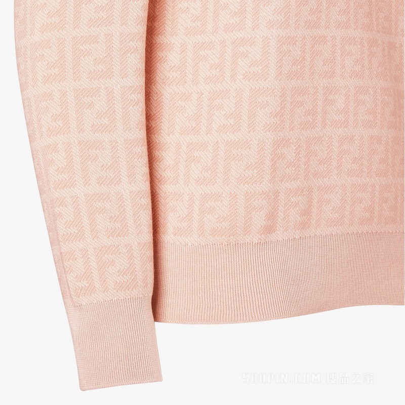 毛衣 粉红色FF羊毛和桑蚕丝毛衣