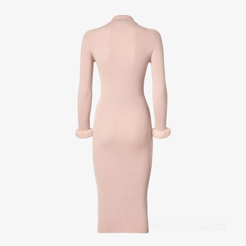 连衣裙 粉红色羊毛和桑蚕丝连衣裙