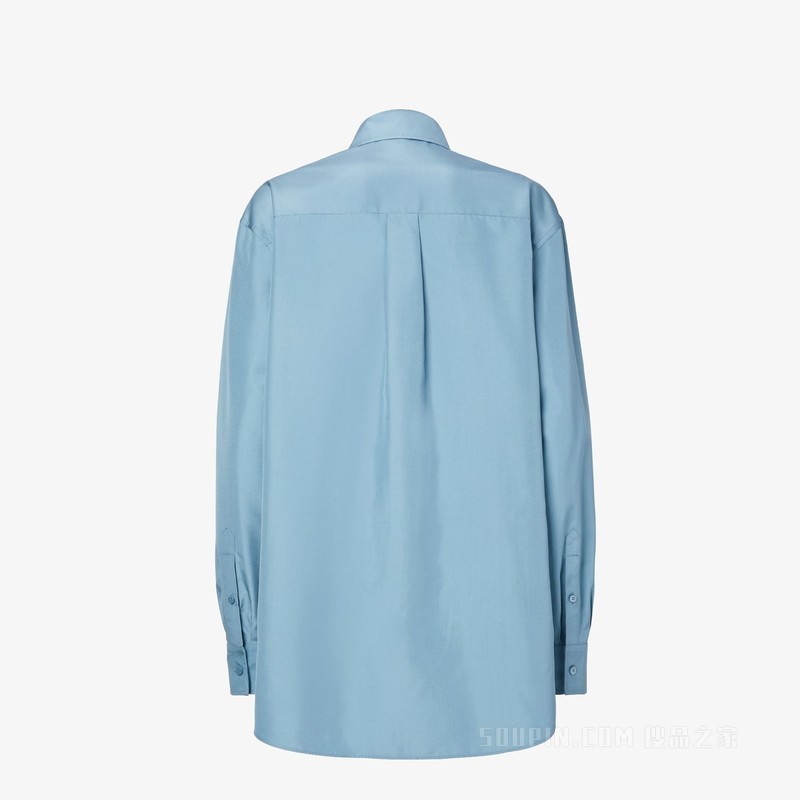 衬衫 蓝色桑蚕丝府绸衬衫