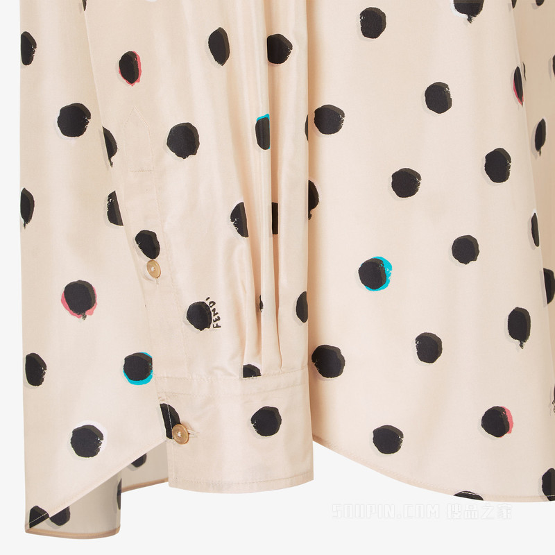 衬衫 粉红色印花塔夫绸衬衫