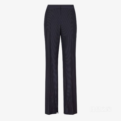 长裤 拼色细条纹羊毛长裤