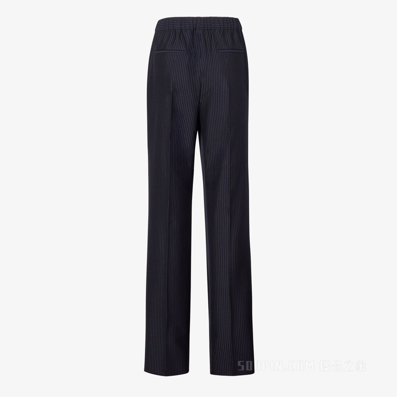 长裤 拼色细条纹羊毛长裤