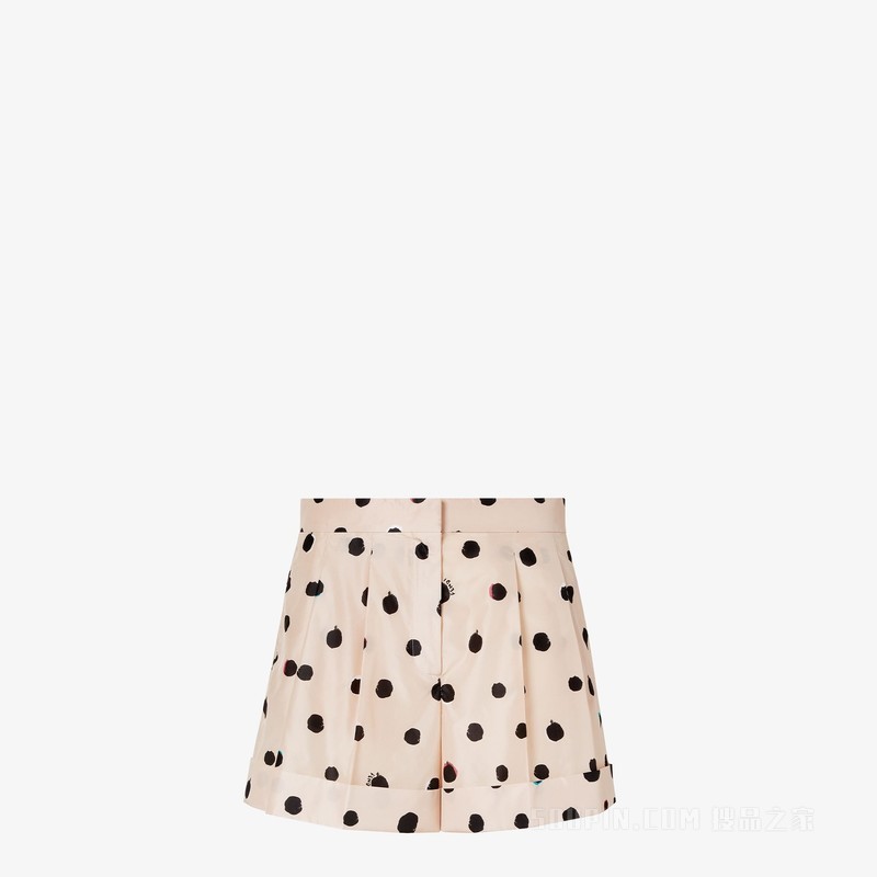 短裤 粉红色印花塔夫绸短裤