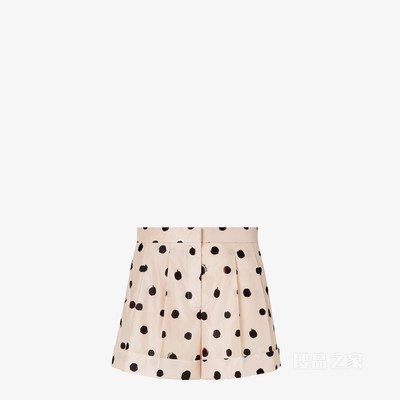 短裤 粉红色印花塔夫绸短裤