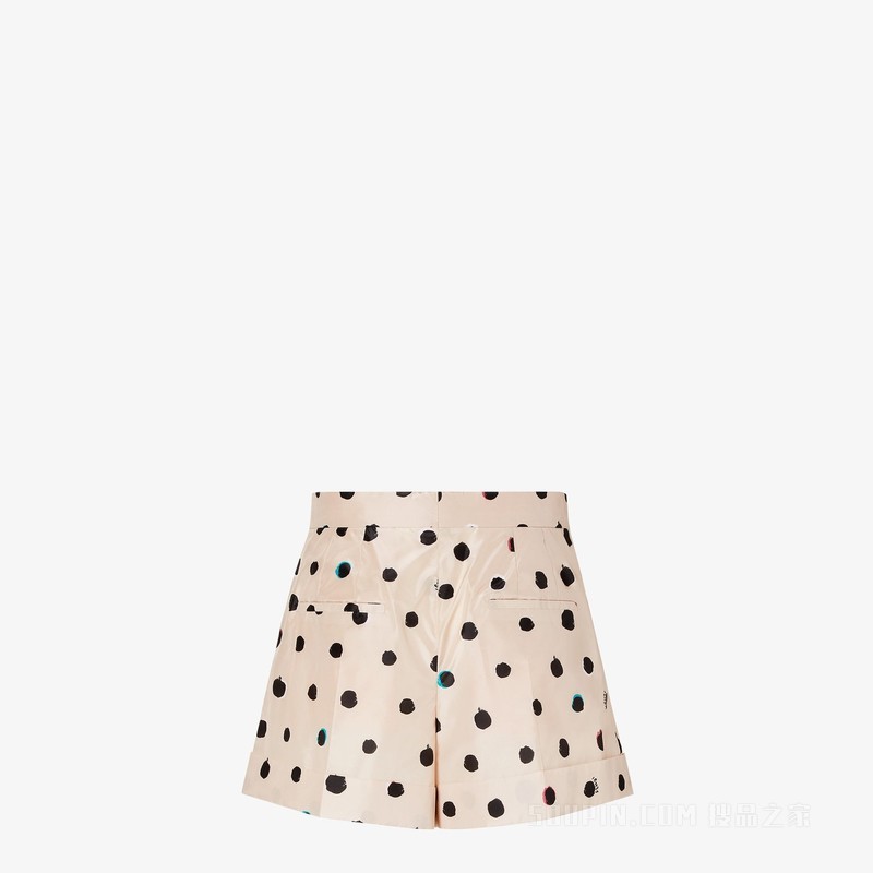 短裤 粉红色印花塔夫绸短裤