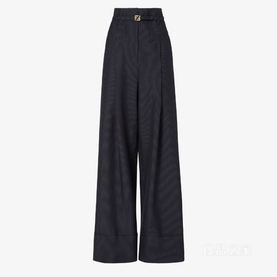 长裤 黑色细条纹羊毛长裤