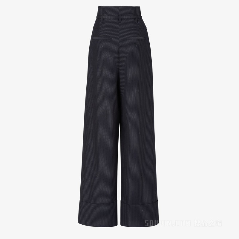 长裤 黑色细条纹羊毛长裤