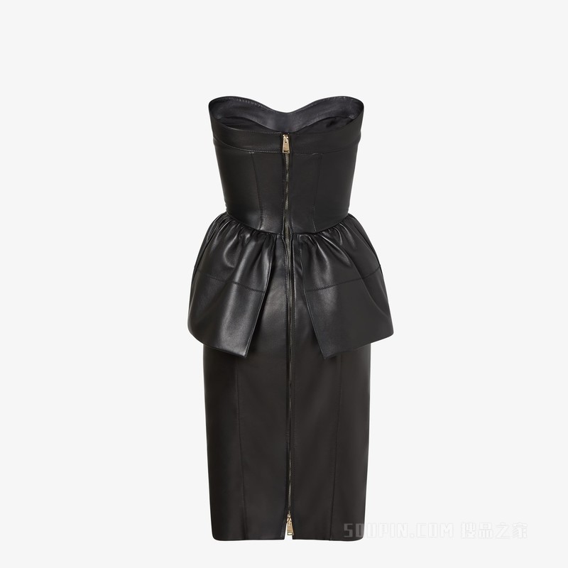 连衣裙 黑色纳帕皮革连衣裙