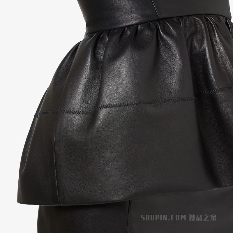 连衣裙 黑色纳帕皮革连衣裙