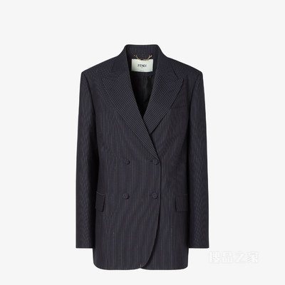 夹克 黑色细条纹羊毛休闲西装