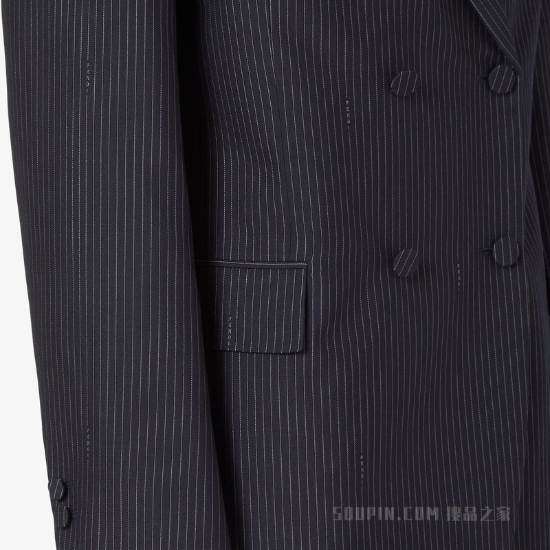 夹克 黑色细条纹羊毛休闲西装