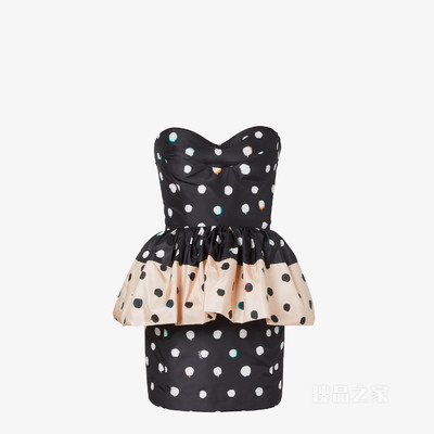 连衣裙 黑色印花塔夫绸连衣裙