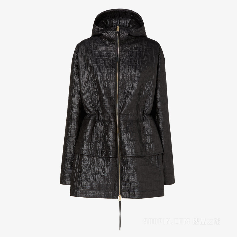 派克大衣 黑色高科技布料FF绗缝派克大衣