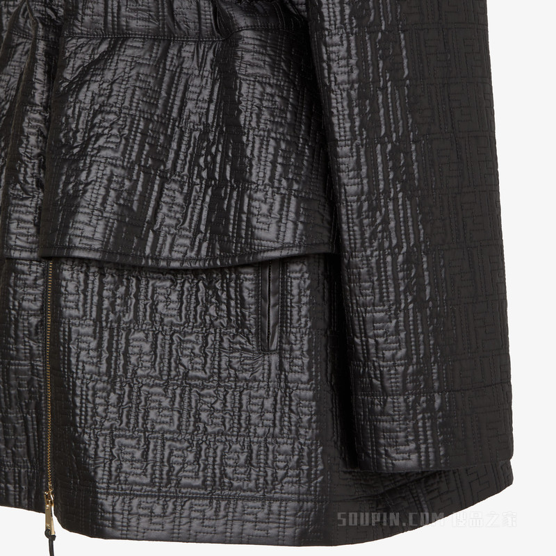 派克大衣 黑色高科技布料FF绗缝派克大衣