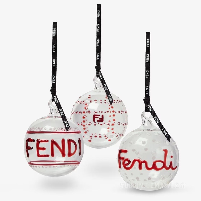 FENDI圣诞挂饰套装 透明玻璃圣诞挂饰套装